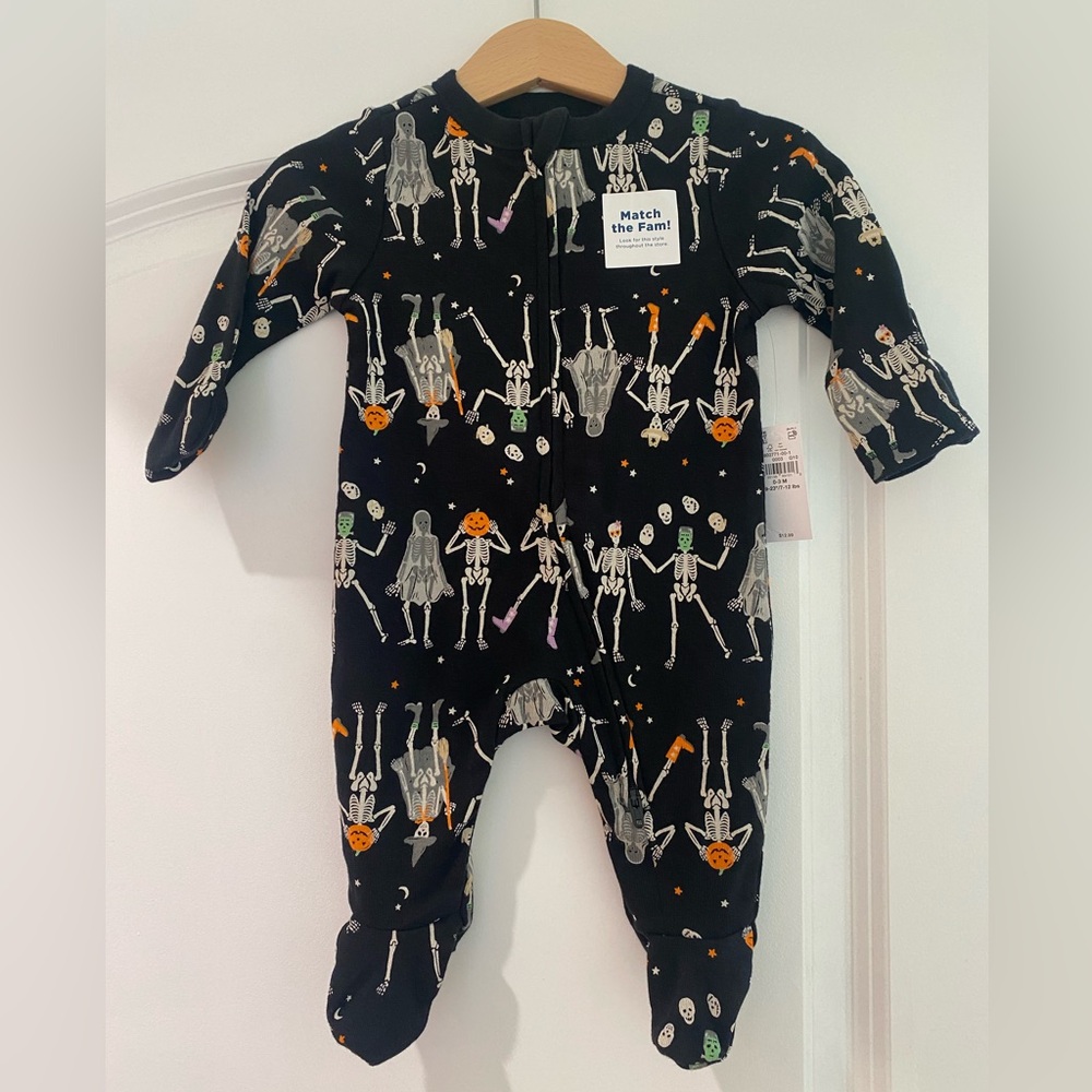 Old Navy Black Skeleton Print Kids Footie